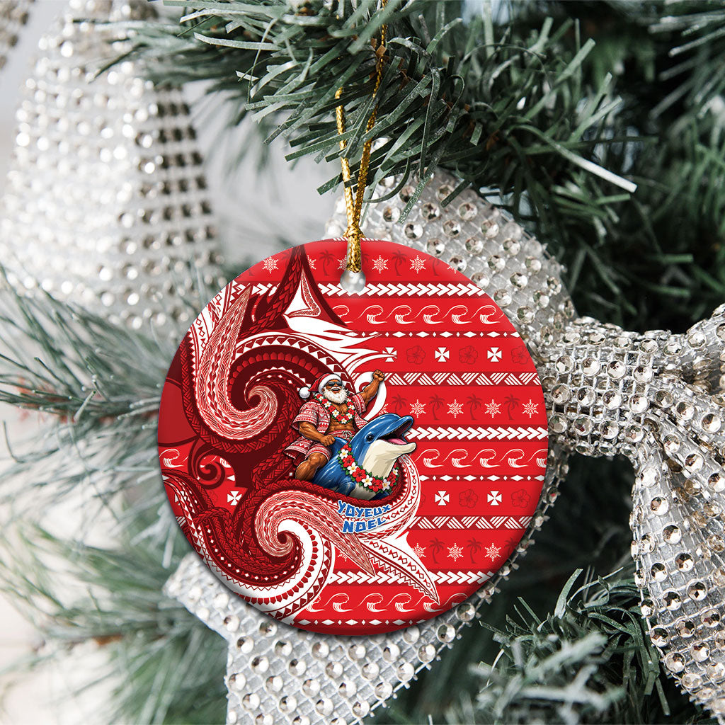 Wallis And Futuna Christmas Ceramic Ornament Santa Riding Ocean Dolphin