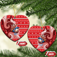Wallis And Futuna Christmas Ceramic Ornament Santa Riding Ocean Dolphin