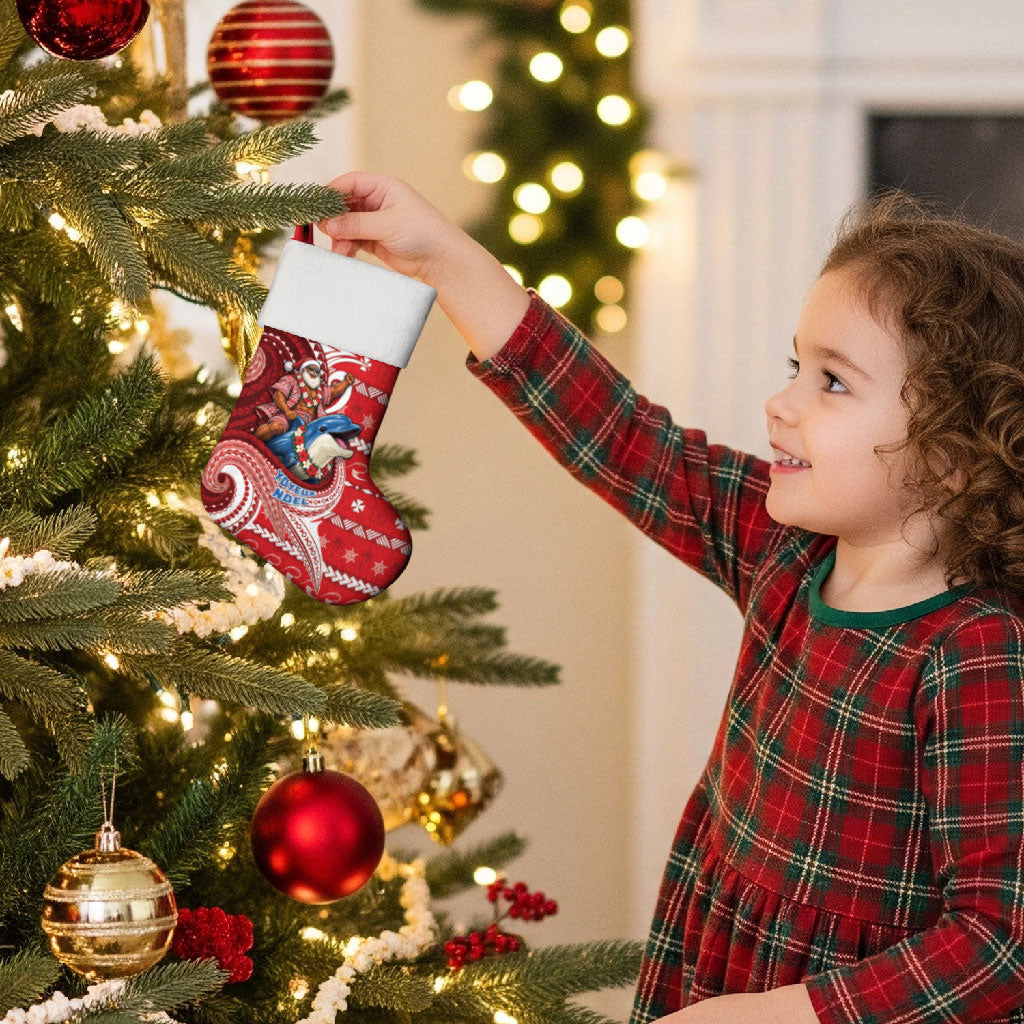 Wallis And Futuna Christmas Stocking Santa Riding Ocean Dolphin
