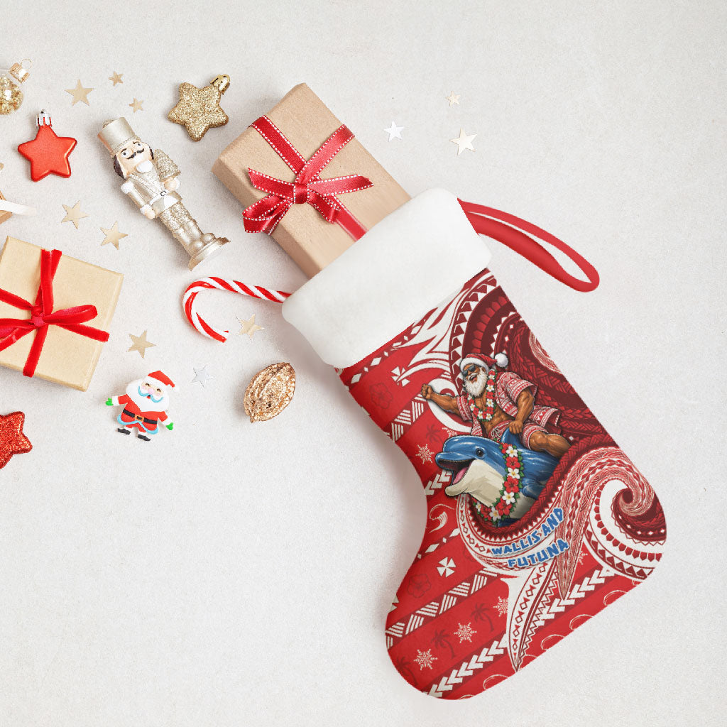 Wallis And Futuna Christmas Stocking Santa Riding Ocean Dolphin
