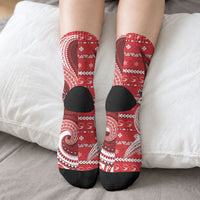 Wallis And Futuna Christmas Crew Socks Santa Riding Ocean Dolphin