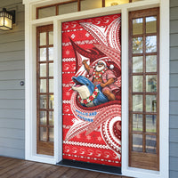 Wallis And Futuna Christmas Door Cover Santa Riding Ocean Dolphin DT05 - Polynesian Pride