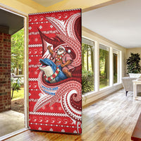 Wallis And Futuna Christmas Door Cover Santa Riding Ocean Dolphin DT05 - Polynesian Pride