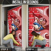Wallis And Futuna Christmas Door Cover Santa Riding Ocean Dolphin DT05 - Polynesian Pride
