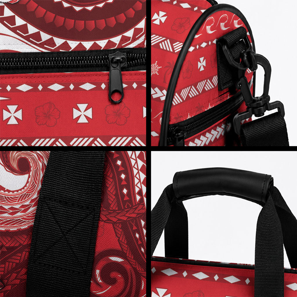 Wallis And Futuna Christmas Duffle Bag Santa Riding Ocean Dolphin