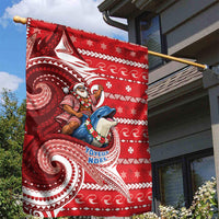 Wallis And Futuna Christmas Garden Flag Santa Riding Ocean Dolphin DT05 - Polynesian Pride