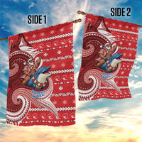 Wallis And Futuna Christmas Garden Flag Santa Riding Ocean Dolphin DT05 - Polynesian Pride