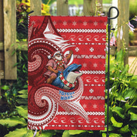 Wallis And Futuna Christmas Garden Flag Santa Riding Ocean Dolphin DT05 Garden Flag Red - Polynesian Pride