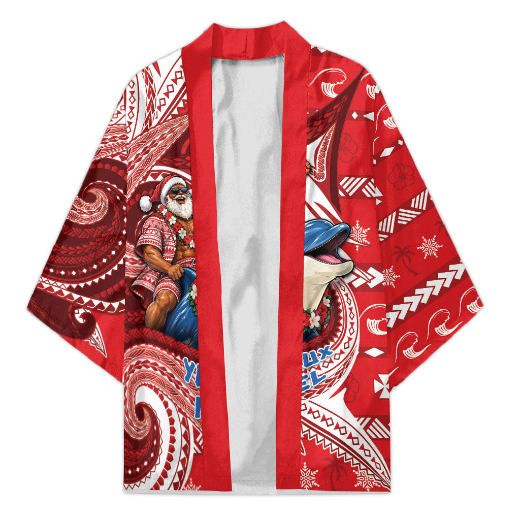 Wallis And Futuna Christmas Kimono Santa Riding Ocean Dolphin