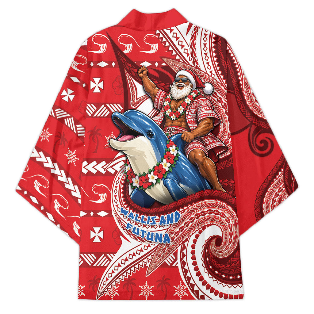 Wallis And Futuna Christmas Kimono Santa Riding Ocean Dolphin