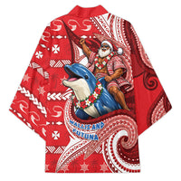 Wallis And Futuna Christmas Kimono Santa Riding Ocean Dolphin
