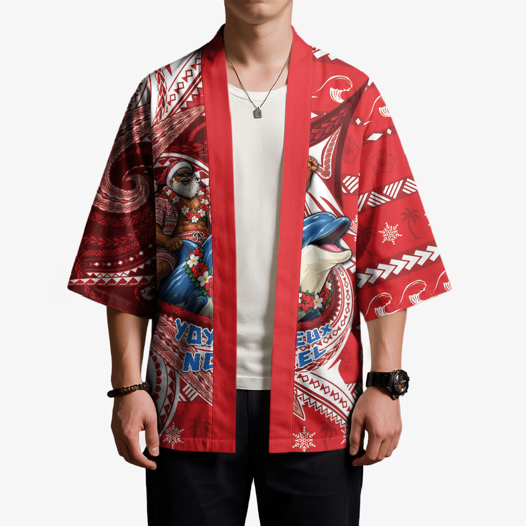 Wallis And Futuna Christmas Kimono Santa Riding Ocean Dolphin