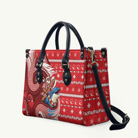 Wallis And Futuna Christmas Leather Bag Santa Riding Ocean Dolphin DT05 Red - Polynesian Pride