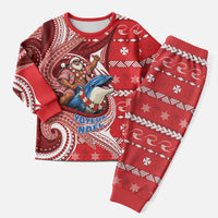 Wallis And Futuna Christmas Pajama Set Santa Riding Ocean Dolphin