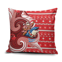 Wallis And Futuna Christmas Pillow Cover Santa Riding Ocean Dolphin DT05 Red - Polynesian Pride