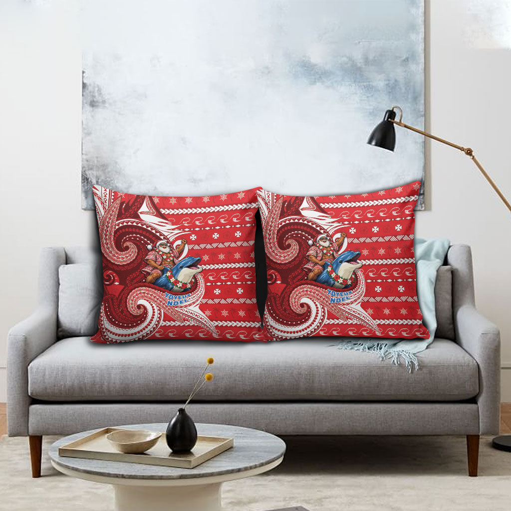 Wallis And Futuna Christmas Pillow Cover Santa Riding Ocean Dolphin DT05 - Polynesian Pride