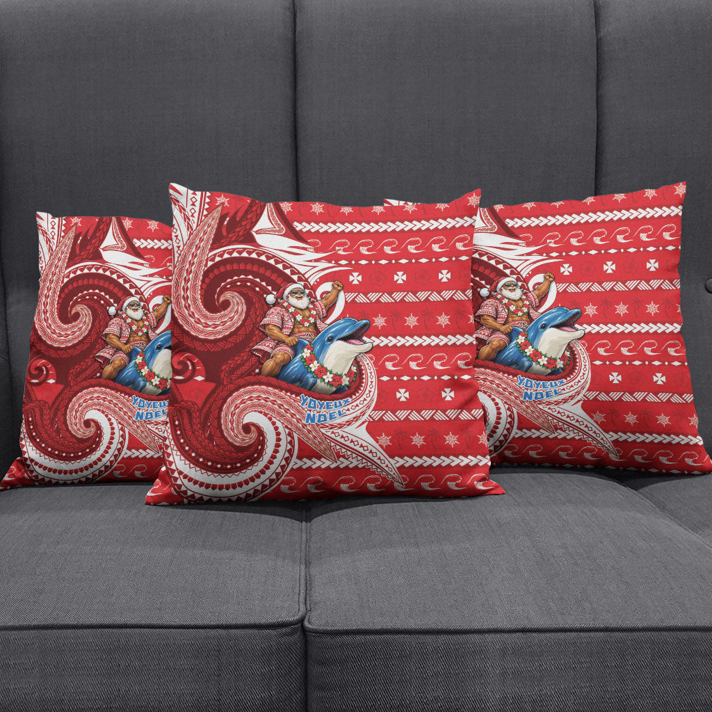 Wallis And Futuna Christmas Pillow Cover Santa Riding Ocean Dolphin DT05 - Polynesian Pride