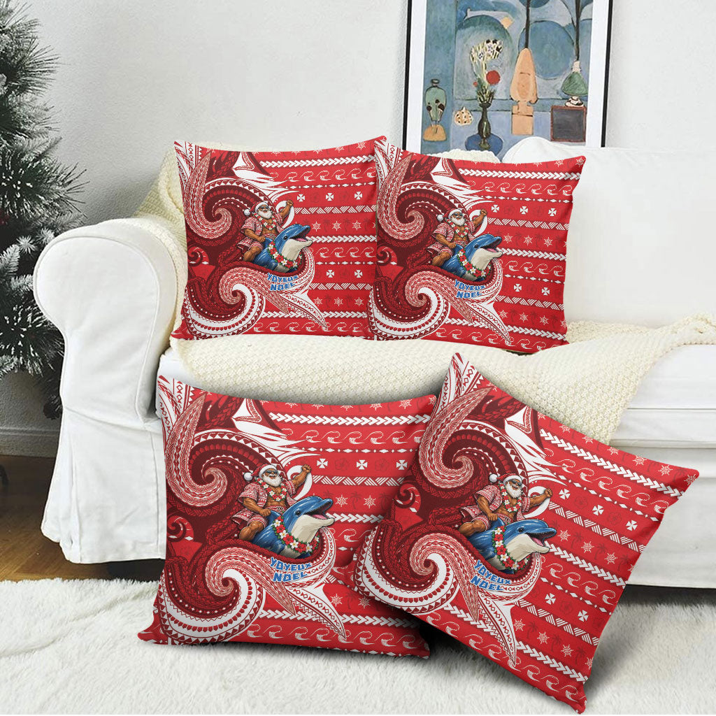 Wallis And Futuna Christmas Pillow Cover Santa Riding Ocean Dolphin DT05 - Polynesian Pride