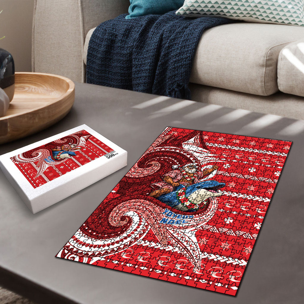 Wallis And Futuna Christmas Puzzle Santa Riding Ocean Dolphin DT05 - Polynesian Pride