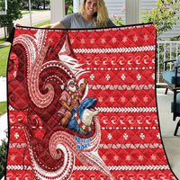 Wallis And Futuna Christmas Quilt Santa Riding Ocean Dolphin