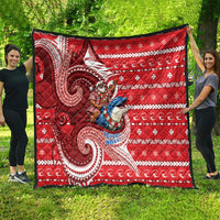 Wallis And Futuna Christmas Quilt Santa Riding Ocean Dolphin