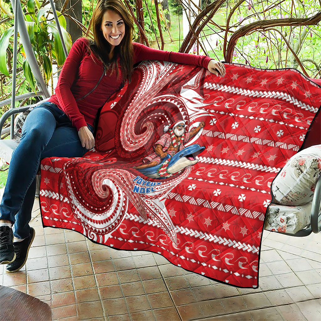Wallis And Futuna Christmas Quilt Santa Riding Ocean Dolphin