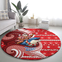 Wallis And Futuna Christmas Round Carpet Santa Riding Ocean Dolphin DT05 - Polynesian Pride