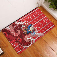 Wallis And Futuna Christmas Rubber Doormat Santa Riding Ocean Dolphin DT05 - Polynesian Pride