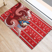 Wallis And Futuna Christmas Rubber Doormat Santa Riding Ocean Dolphin DT05 - Polynesian Pride