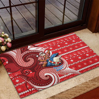 Wallis And Futuna Christmas Rubber Doormat Santa Riding Ocean Dolphin DT05 - Polynesian Pride