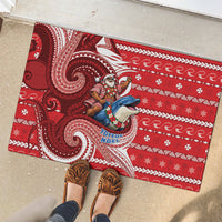 Wallis And Futuna Christmas Rubber Doormat Santa Riding Ocean Dolphin DT05 - Polynesian Pride
