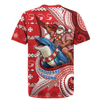 Wallis And Futuna Christmas Rugby Jersey Santa Riding Ocean Dolphin DT05 - Polynesian Pride