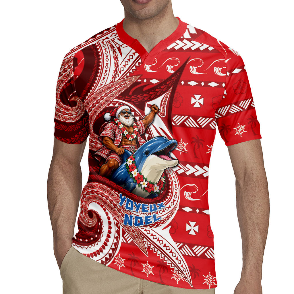 Wallis And Futuna Christmas Rugby Jersey Santa Riding Ocean Dolphin DT05 - Polynesian Pride