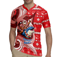 Wallis And Futuna Christmas Rugby Jersey Santa Riding Ocean Dolphin DT05 - Polynesian Pride