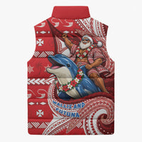 Wallis And Futuna Christmas Sleeveless Puffer Jacket Santa Riding Ocean Dolphin DT05 - Polynesian Pride