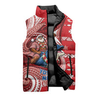 Wallis And Futuna Christmas Sleeveless Puffer Jacket Santa Riding Ocean Dolphin DT05 - Polynesian Pride