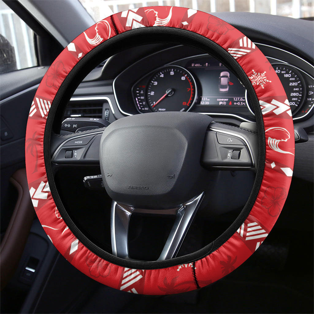 Wallis And Futuna Christmas Steering Wheel Cover Santa Riding Ocean Dolphin DT05 - Polynesian Pride