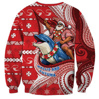 Wallis And Futuna Christmas Sweatshirt Santa Riding Ocean Dolphin DT05 - Polynesian Pride