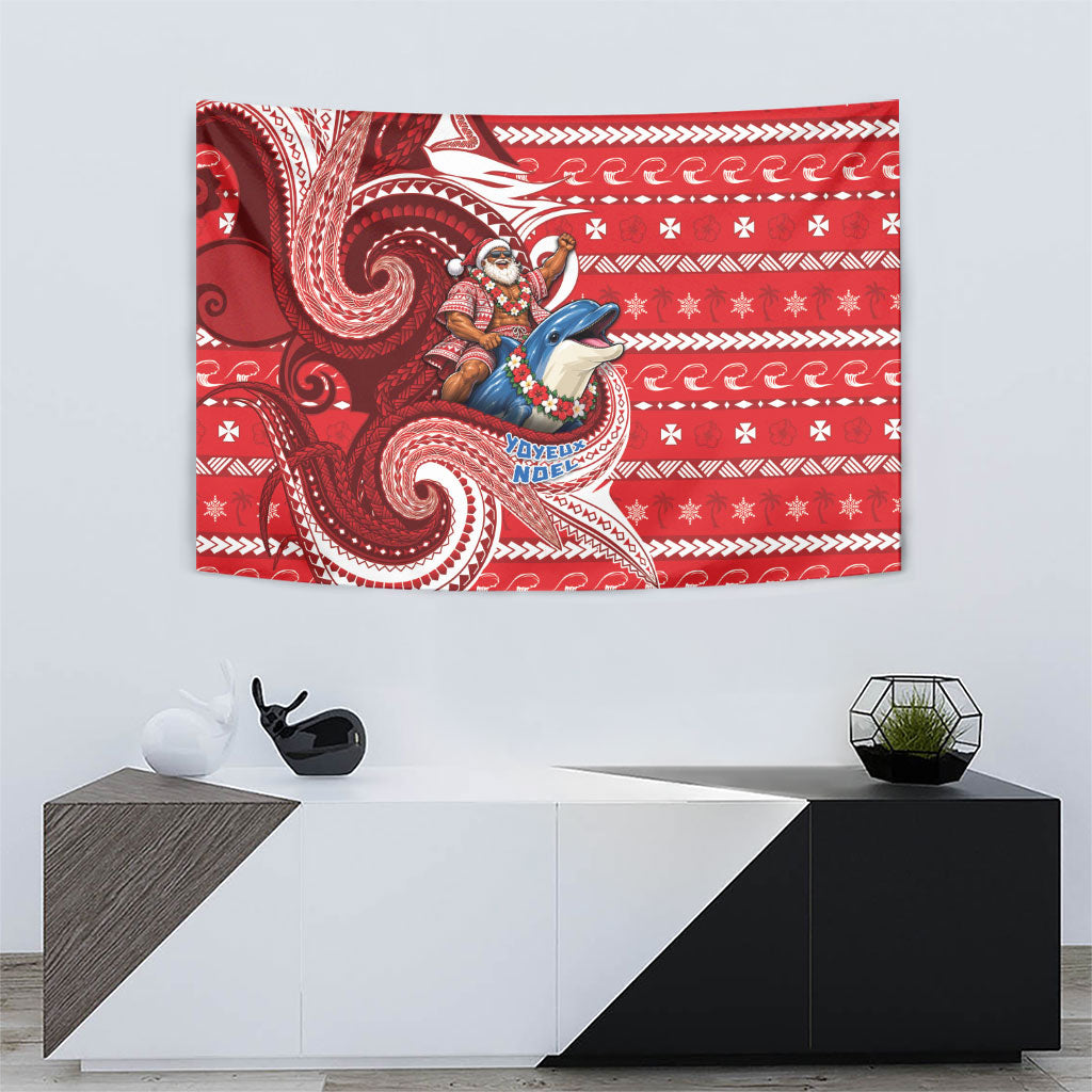 Wallis And Futuna Christmas Tapestry Santa Riding Ocean Dolphin DT05 - Polynesian Pride