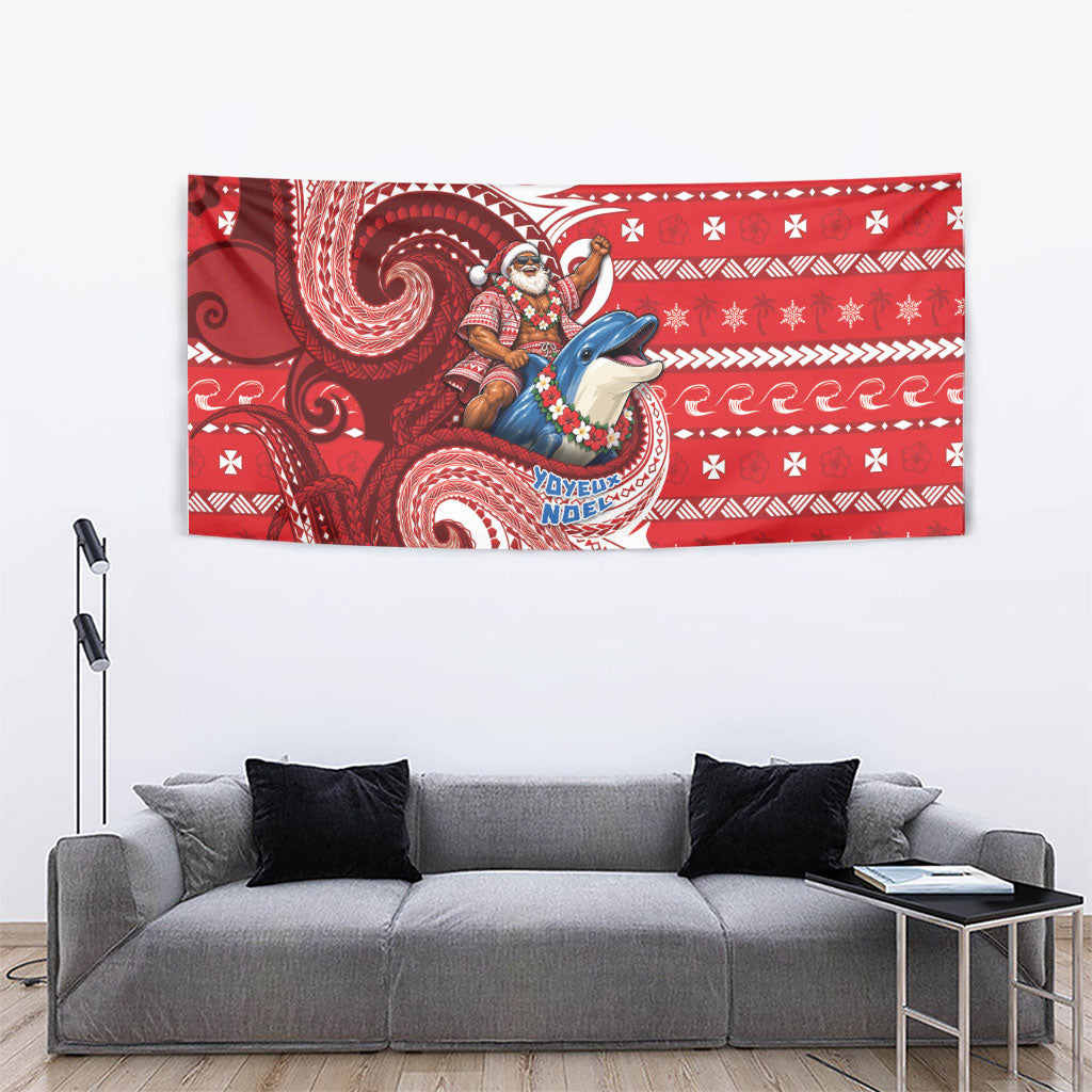 Wallis And Futuna Christmas Tapestry Santa Riding Ocean Dolphin DT05 - Polynesian Pride