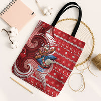 Wallis And Futuna Christmas Tote Bag Santa Riding Ocean Dolphin DT05 Black Strap One Size Red - Polynesian Pride