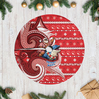 Wallis And Futuna Christmas Tree Skirt Santa Riding Ocean Dolphin