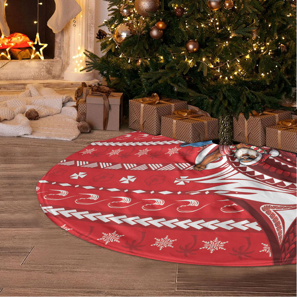 Wallis And Futuna Christmas Tree Skirt Santa Riding Ocean Dolphin