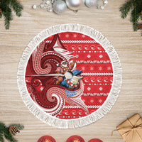 Wallis And Futuna Christmas Tree Skirt Santa Riding Ocean Dolphin