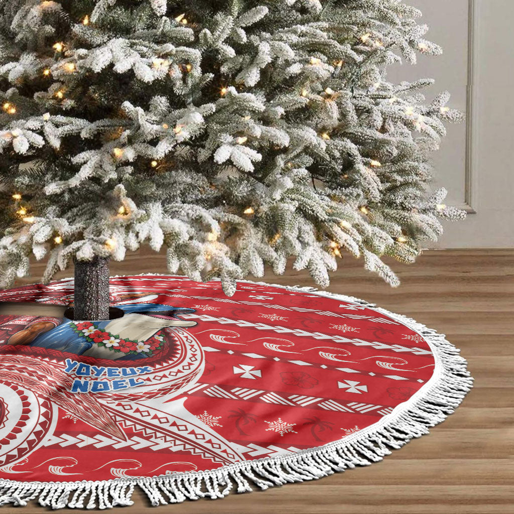 Wallis And Futuna Christmas Tree Skirt Santa Riding Ocean Dolphin