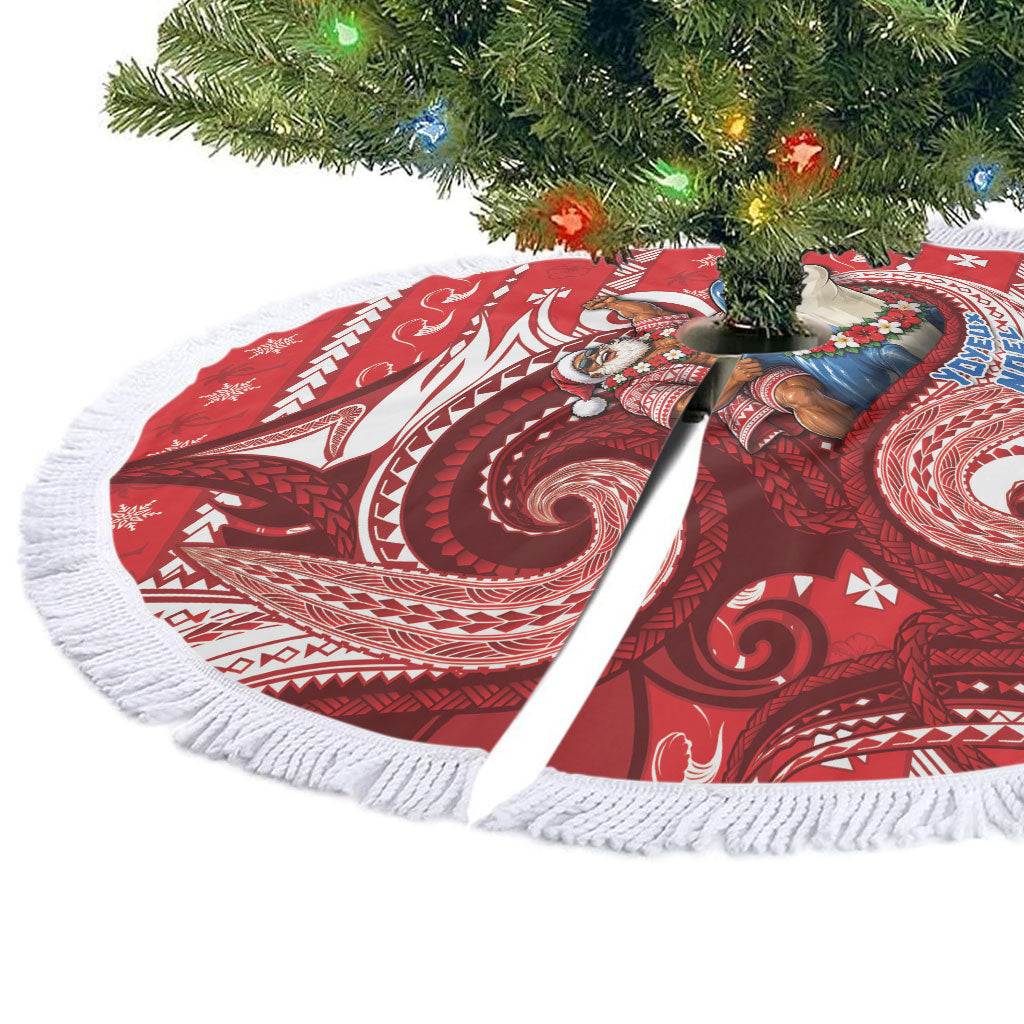 Wallis And Futuna Christmas Tree Skirt Santa Riding Ocean Dolphin