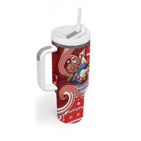 Wallis And Futuna Christmas Tumbler With Handle Santa Riding Ocean Dolphin DT05 - Polynesian Pride