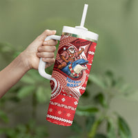 Wallis And Futuna Christmas Tumbler With Handle Santa Riding Ocean Dolphin DT05 - Polynesian Pride