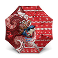 Wallis And Futuna Christmas Umbrella Santa Riding Ocean Dolphin