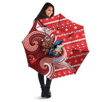 Wallis And Futuna Christmas Umbrella Santa Riding Ocean Dolphin